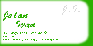 jolan ivan business card